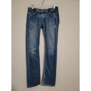 BKE Denim Women's Jeans 27x31.5 Straight Distressed Medium Wash